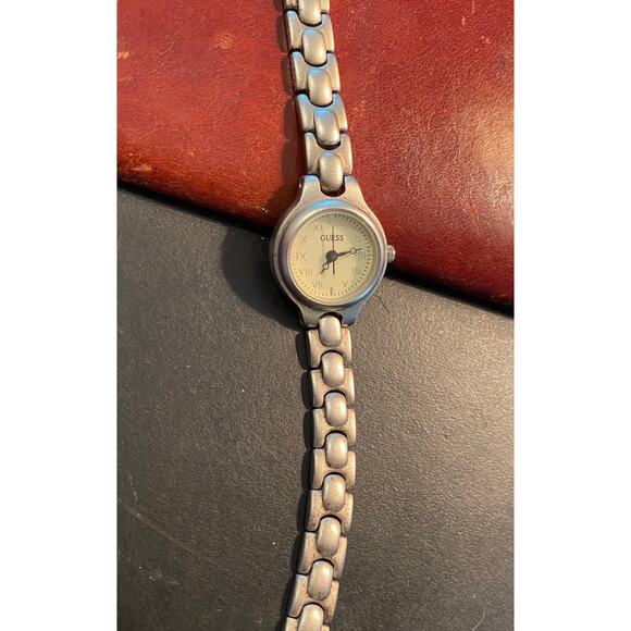 Women's 20mm Brushed Metal Guess Watch, Roman Numeral Dial - Picture 2 of 3
